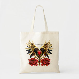 Bolsa Tote Nós celtas e um coração na elegância gótica.