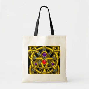 BOLSA TOTE NÓS CELTICOS ABSTRATO DOURADOS COM GEMSTONAS COLO