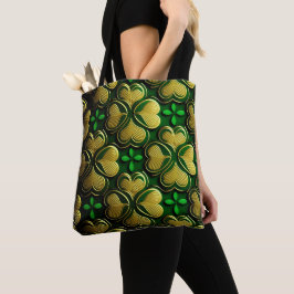 BOLSA TOTE NÓS CÉLTICOS IRLANDESES VERDE E DOURADO