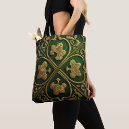 BOLSA TOTE NÓS CELTICOS VERDES E DOURADOS IRLANDESES