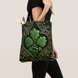 BOLSA TOTE NÓS CELTICOS VERDES E DOURADOS IRLANDESES