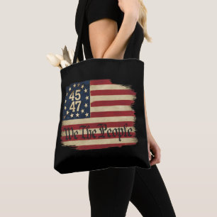 Bolsa Tote Nós O Povo Trump 45 47 Bandeira Vintage Destruída