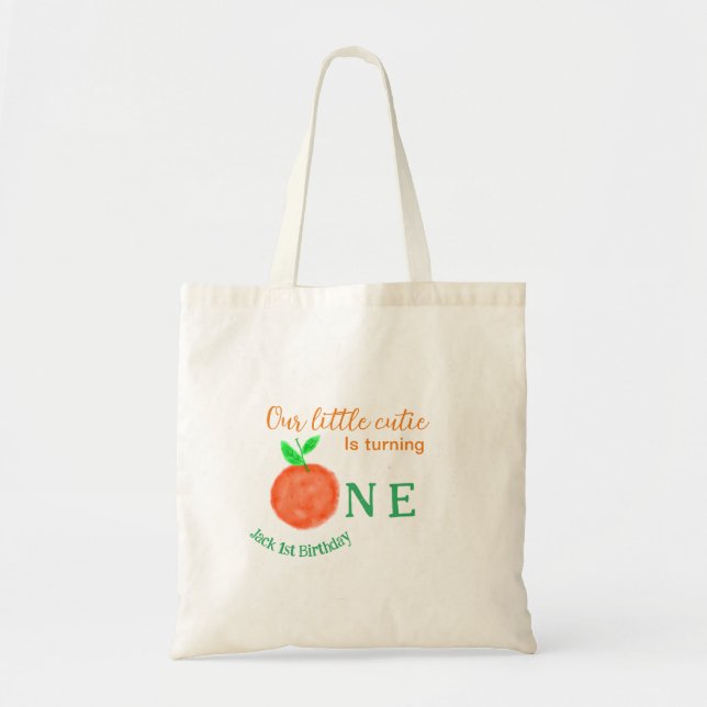 Bolsa Tote Nossa pequena fruta de citros laranja de aniversár (Frente)