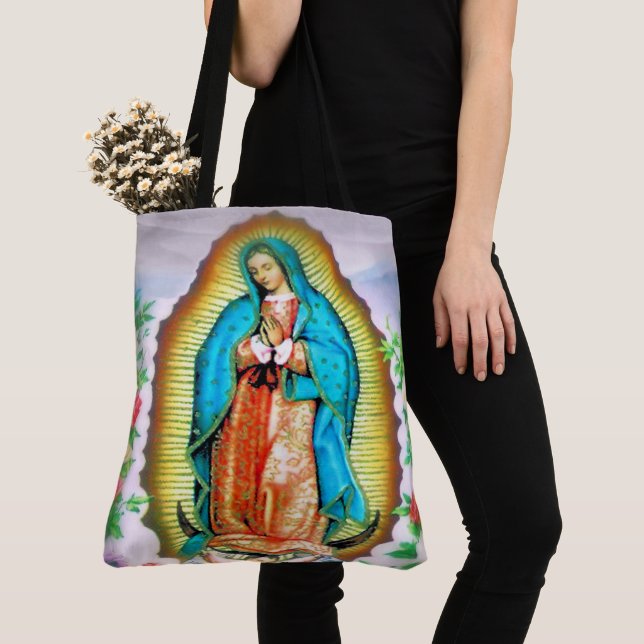 Bolsa Tote Nossa Senhora de Guadalupe Floral (Close Up)