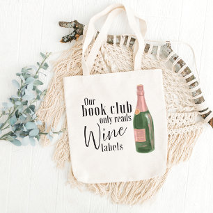 Bolsa Tote Nosso Clube do Livro Lê Rótulos de Vinho Água-mari
