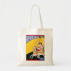 Bolsa Tote Nostálgico do Poster do Vintage Revere Beach Carou