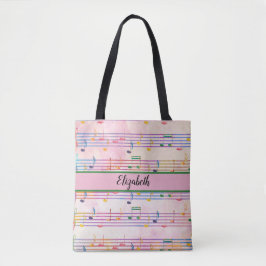 Bolsa Tote nota colorida de música multicolorida