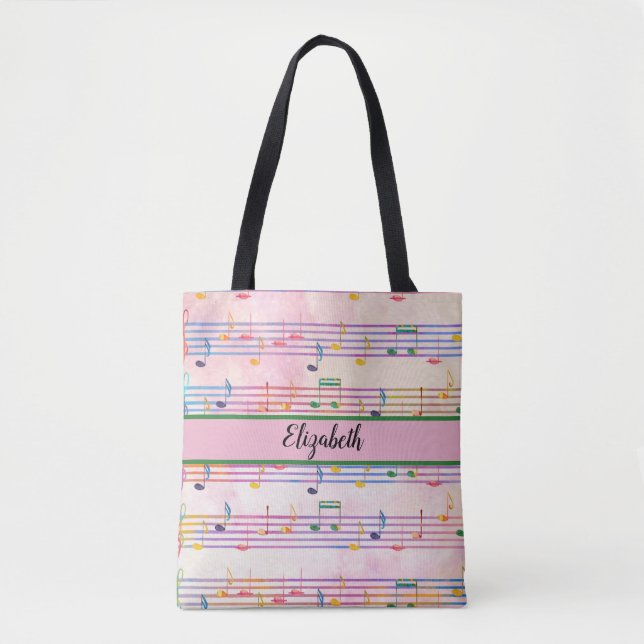 Bolsa Tote nota colorida de música multicolorida (Frente)