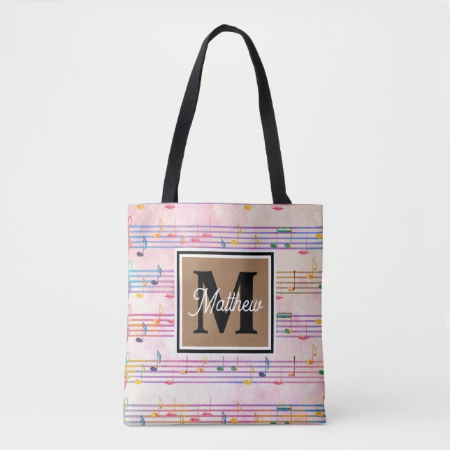 Bolsa Tote Nota Colorida Musical Monograma (Frente)