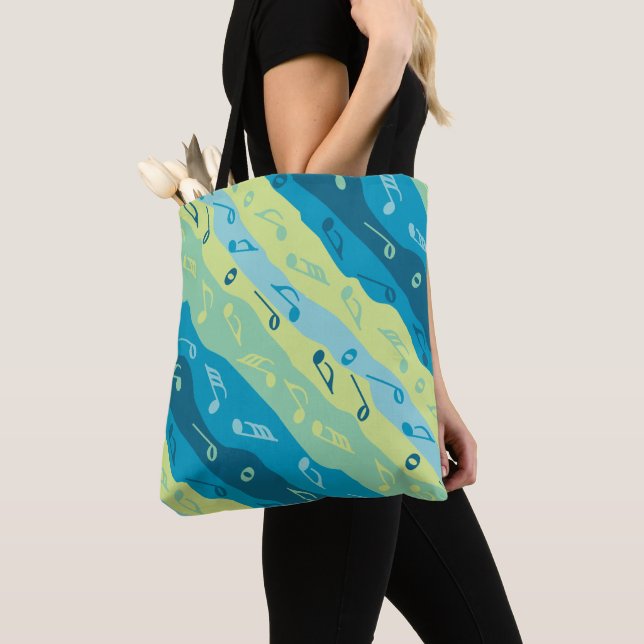 Bolsa Tote Nota de Música Estimula Azul e Verde (Close Up)