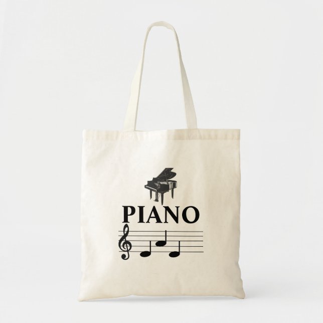 Bolsa Tote Nota de Música Pianista Pianista Grande Pai de Pia (Frente)