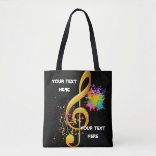 Bolsa Tote Nota musical de Treble Clef. Texto editável