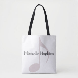 Bolsa Tote nota musical preta personalizada