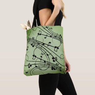 Bolsa Tote Notas Chiques Desenho Musical Verde