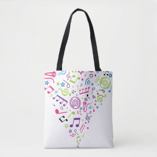 Bolsa Tote notas da música do teste padrão da cor da músic