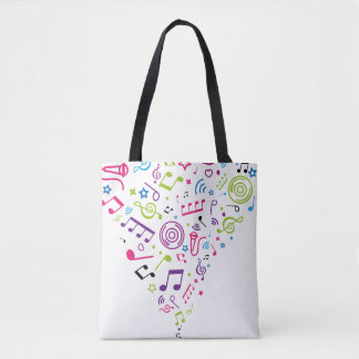 Bolsa Tote notas da música do teste padrão da cor da música