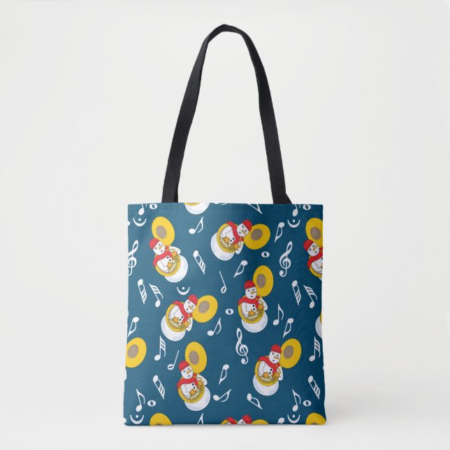 Bolsa Tote Notas de Música de Tuba Snowman (Frente)