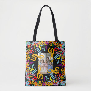 Bolsa Tote Notas de música emperradas personalizadas