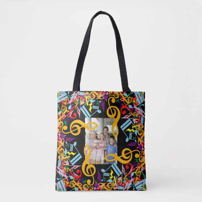 Bolsa Tote Notas de música emperradas personalizadas (Frente)