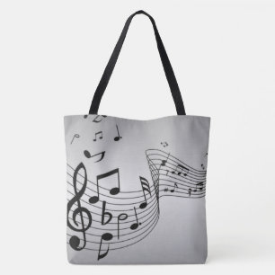 Bolsa Tote Notas de música no Silver