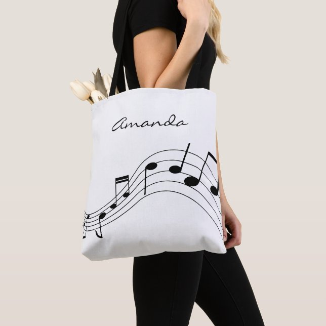 Bolsa Tote Notas de música personalizadas em um pano de fundo (Close Up)