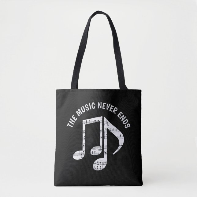 Bolsa Tote Notas de Música Preta (Frente)