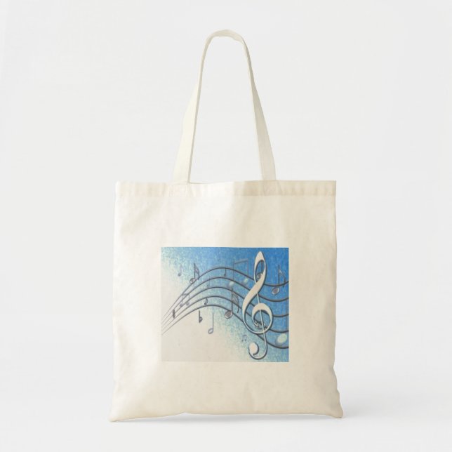 Bolsa Tote Notas Musicais Azuis (Frente)