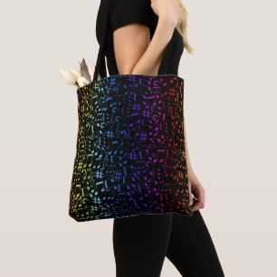 Bolsa Tote Notas Musicais Coloridas Dançantes Amantes da Músi