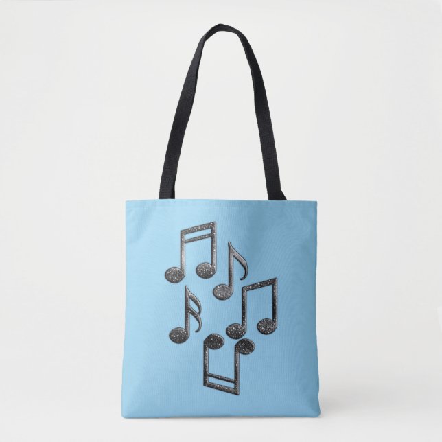 Bolsa Tote Notas Musicais em Lente Preta (Frente)