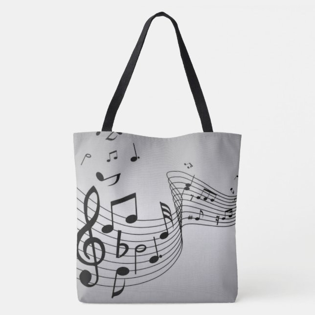Bolsa Tote Notas Musicais em Prata (Verso)
