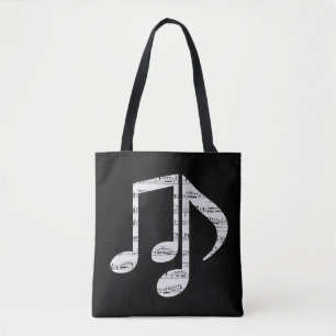 Bolsa Tote Notas Musicais em Preto e Branco