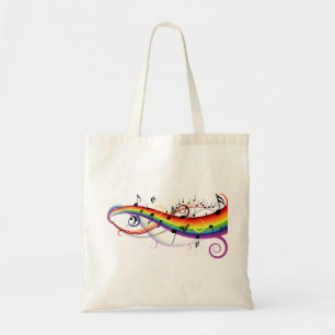Bolsa Tote Notas musicais pretas do arco-íris