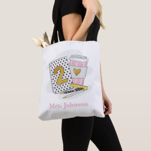 Bolsa Tote Notebook branco de segundo grau professor café pré