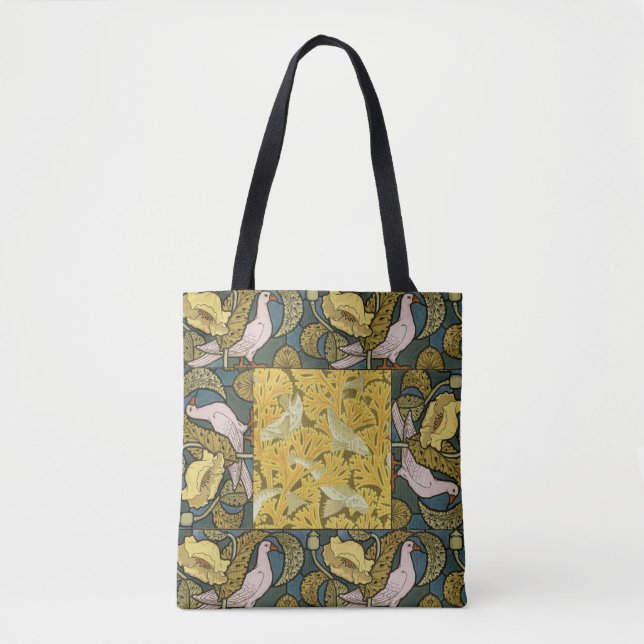 Bolsa Tote Nouveau De Peixe Amarelo Azul-Pombo (Frente)