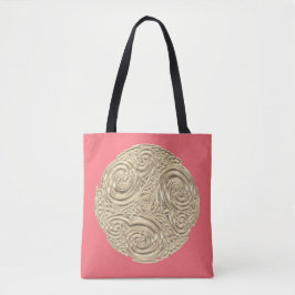 Bolsa Tote Nouveau dourado coral rosa metálico moderno