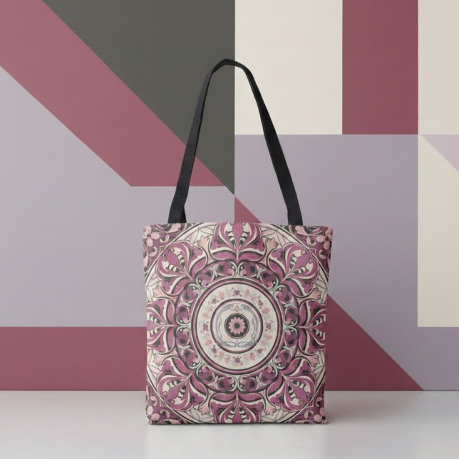Bolsa Tote Nouveau Floral Mandala (Criador carregado)