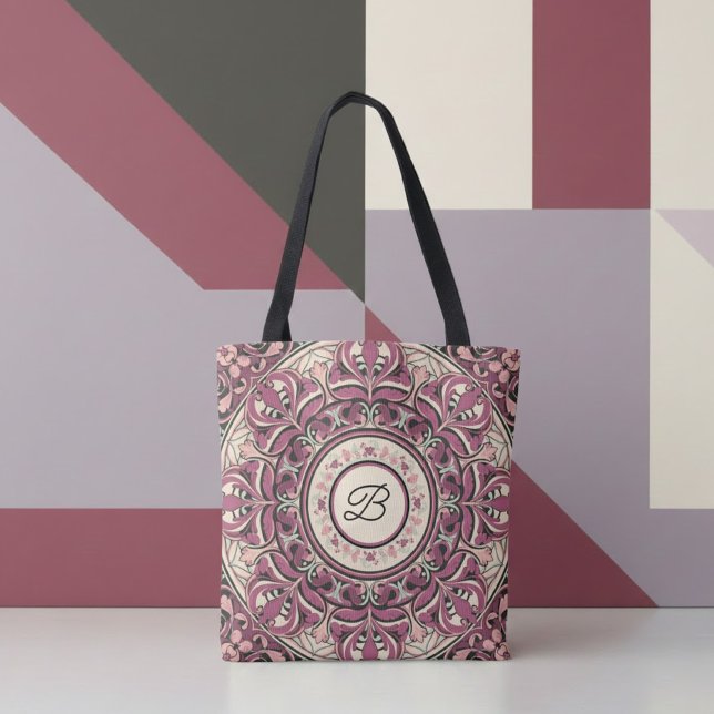 Bolsa Tote Nouveau Floral Mandala (Criador carregado)