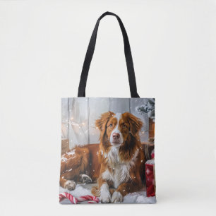 Bolsa Tote Nova Escócia Duck Toller Cachorro Festivo