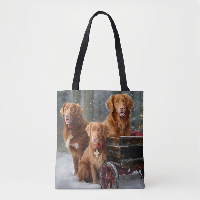 Bolsa Tote Nova Escócia Duck Toller Retriever Snowy Sleigh (Frente)
