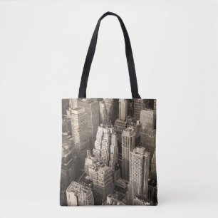 Bolsa Tote Nova Iorque Manhattan - skyline aerial preto 