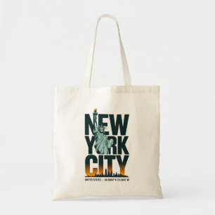 Bolsa Tote Nova Iorque Typografia Estátua da Liberdade Skylin