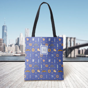 Bolsa Tote Nova Iorque urbano Monograma azul real