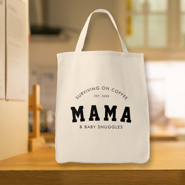 Bolsa Tote Nova Mãe Café Enche Mamãe Engraçado Presente (funny grocery bag gift for new mother postpartum mom joke humor humorous)