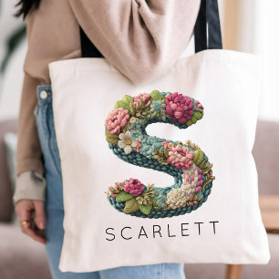 Bolsa Tote Nova Mamãe   Monograma Floral do Dia das Mães Pers