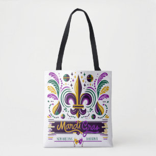 Bolsa Tote Nova Orleans Mardi Gras verde-roxo