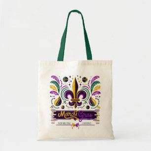 Bolsa Tote Nova Orleans Mardi Gras verde-roxo