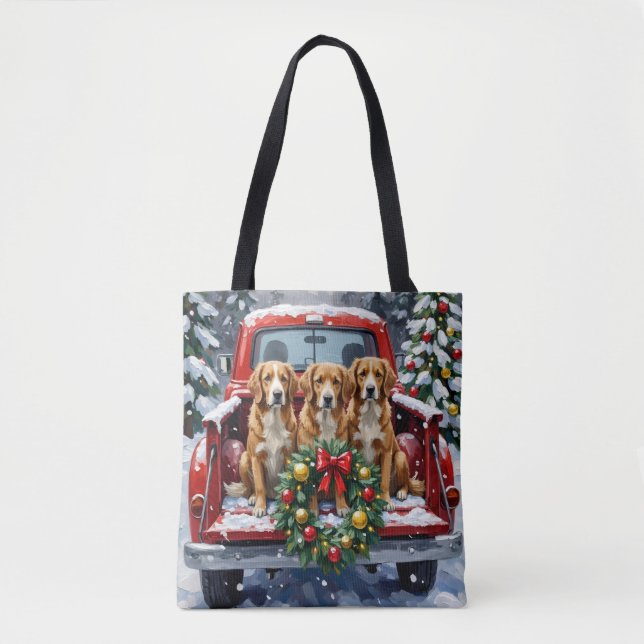 Bolsa Tote Nova Scotia Duck Tolling Retriever Christmas Red (Frente)
