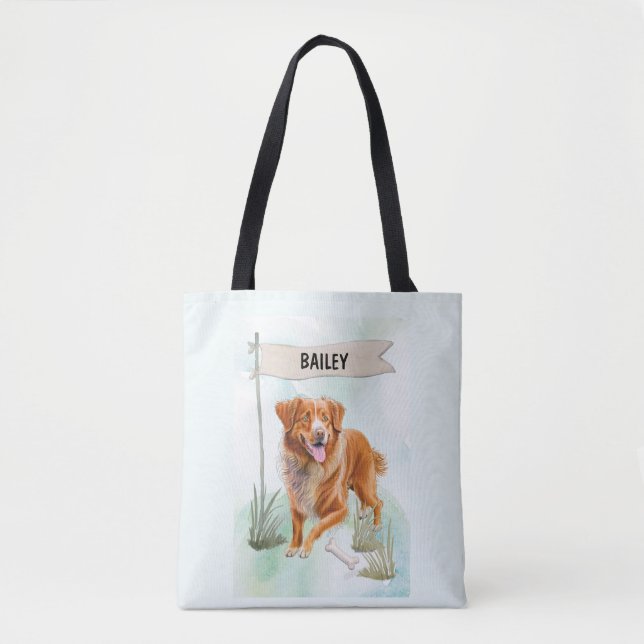 Bolsa Tote Nova Scotia Duck Tolling Retriever Watercolor Dog (Frente)