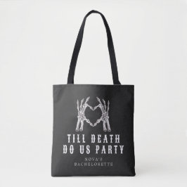 Bolsa Tote NOVA Til Morte Gótica Crânio Floral Bachelorette