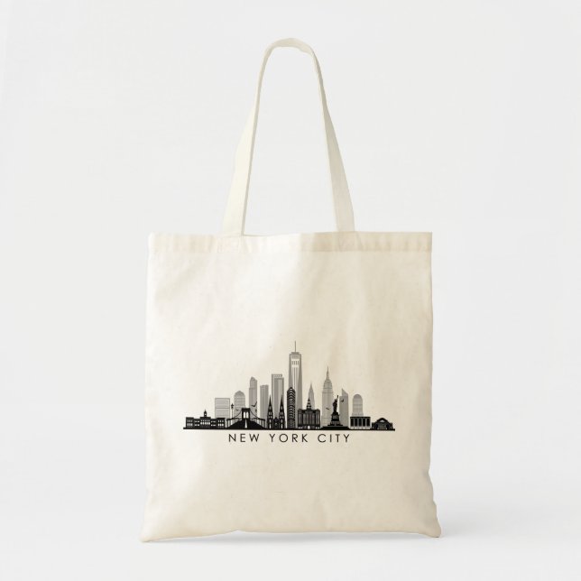 Bolsa Tote NOVA YORK Manhatten EUA City Skyline Silhouette (Frente)